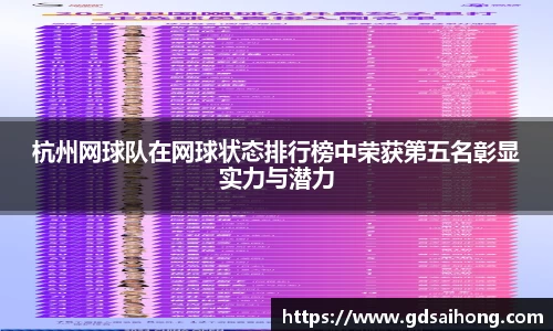 杭州网球队在网球状态排行榜中荣获第五名彰显实力与潜力